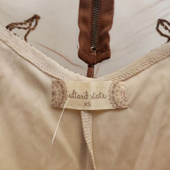 Altar'd State Brown Sequin Beaded Floral Fall Shift Party Dress New Year Holiday - Picture 8 of 9